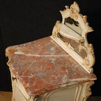 Antique Italian lacquered side table with marble top