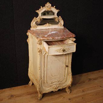 Antique Italian lacquered side table with marble top