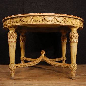 Antique Italian lacquered and painted table in Louis XVI style