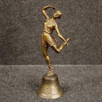 Italian bronze bell with dancer sculpture