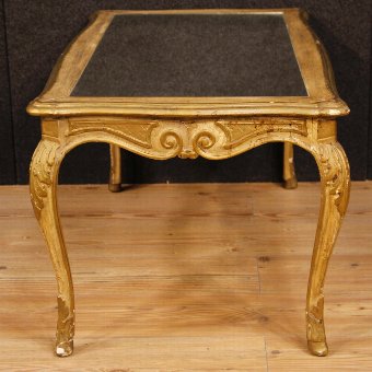 Antique French coffee table in gilt wood with mirror