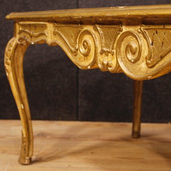 Antique French coffee table in gilt wood with mirror