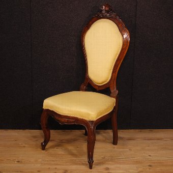 Antique Group of six Sicilian chairs in walnut from 19th century