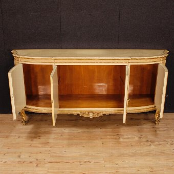 Antique Italian sideboard in lacquered and golden wood