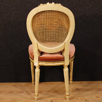 Antique Group of four lacquered and golden chairs in Louis XVI style