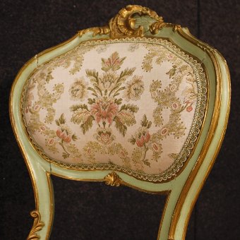 Antique Pair of lacquered and golden Venetian chairs