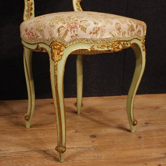Antique Pair of lacquered and golden Venetian chairs