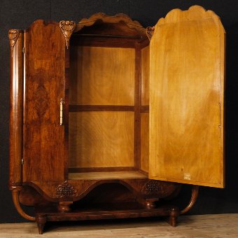 Antique Italian wardrobe in walnut wood with three doors