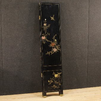 Antique French chinoiserie screen in lacquered and painted wood