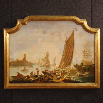 Italian seascape painting oil on canvas