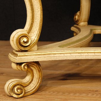 Antique Italian lacquered and golden dining table in Louis XV style