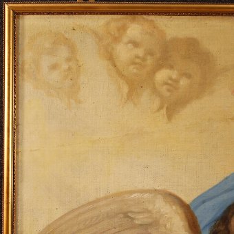 Antique Antique Italian painting Little angels of the 19th century