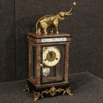 Dutch clock in marble with elephant sculpture