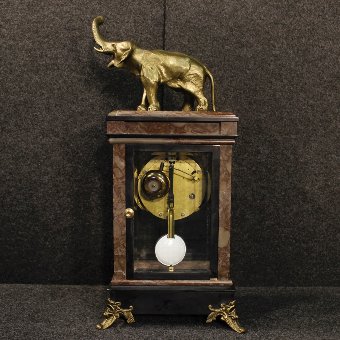 Antique Dutch clock in marble with elephant sculpture