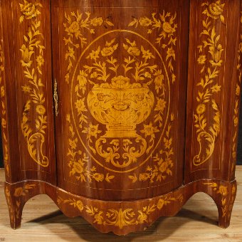 Antique Dutch corner cupboard with floral inlay