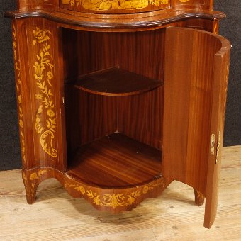 Antique Dutch corner cupboard with floral inlay