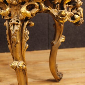 Antique Italian golden coffee table with onyx top