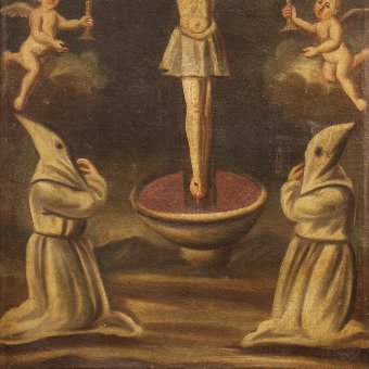 Antique Antique Spanish painting Crucifixion from 18th century