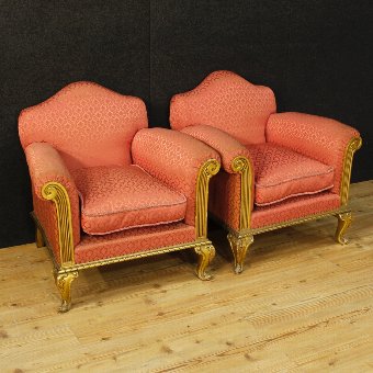 Pair of golden Spanish armchairs