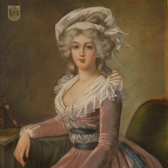 Antique French painting portrait of noblewoman