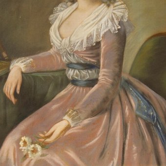 Antique French painting portrait of noblewoman