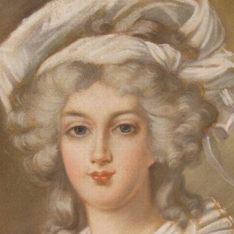 Antique French painting portrait of noblewoman