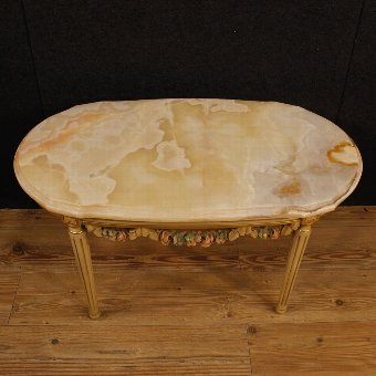 Antique Italian coffee table in lacquered wood in Louis XVI style 