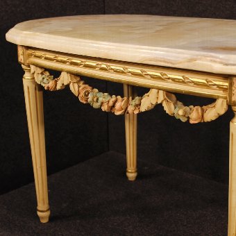 Antique Italian coffee table in lacquered wood in Louis XVI style 