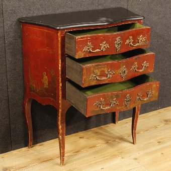 Antique French lacquered and painted chinoiserie dresser