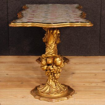 Antique Italian coffee table in golden wood