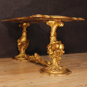 Antique Italian coffee table in golden wood