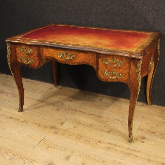 French writing desk in rosewood with bronze decorations 