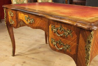 Antique French writing desk in rosewood with bronze decorations 