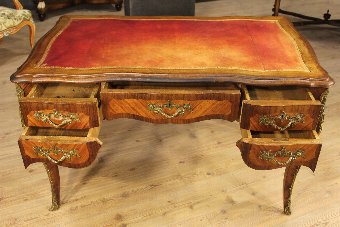 Antique French writing desk in rosewood with bronze decorations 