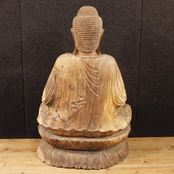 Antique Oriental Buddha sculpture in wood