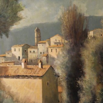 Antique Italian landscape painting signed by Antonio Pani