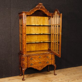 Antique Dutch vitrine in burl walnut