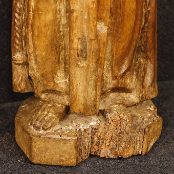 Antique Antique French religious sculpture Saint Francis from 18th century