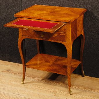Antique French side table in rosewood and mahogany