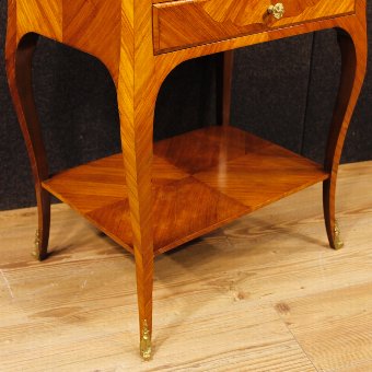 Antique French side table in rosewood and mahogany