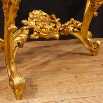 Antique Italian lacquered and golden console table in Louis XIV style