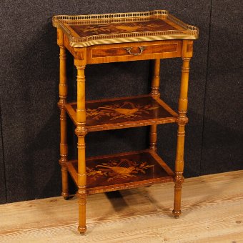 Italian side table in walnut and rosewood