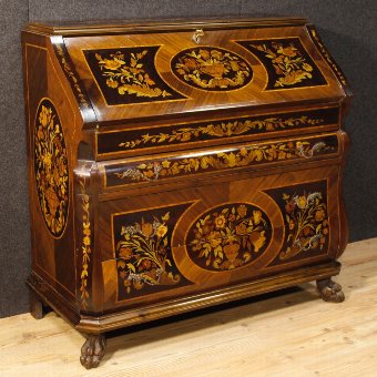 Dutch bureau in walnut and rosewood