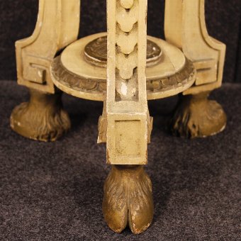 Antique French lacquered and golden tripod table in Louis XVI style