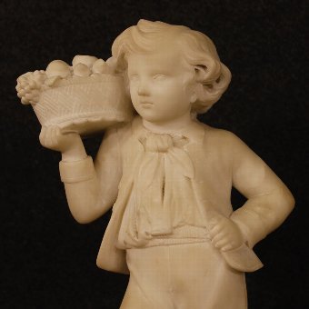 Antique French sculpture in alabaster depiction of autumn