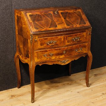 French inlaid bureau decorated with bronze
