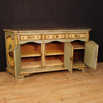 Antique Venetian lacquered and painted sideboard