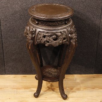 Antique Chinese side table in carved wood