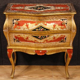 Antique Florentine lacquered, golden and painted dresser