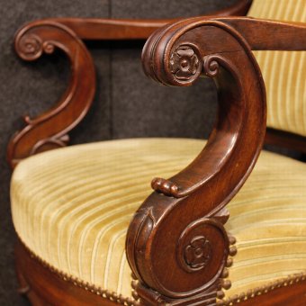 Antique Pair of French armchairs in mahogany from 19th-century